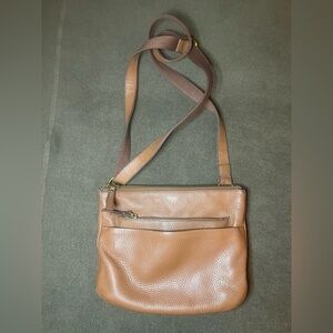 Fossil Brown Pebbled Leather Crossbody Shoulder Bag Adjustable Strap